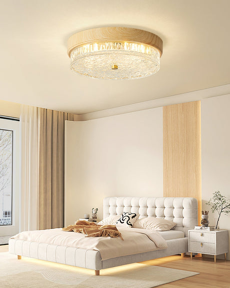 Modern Ceiling Light  Wood Trim Glass Diffuser - Product detail 8