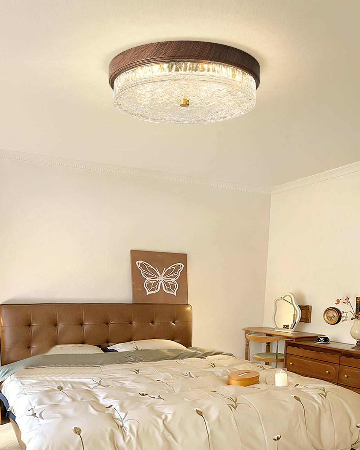 Modern Ceiling Light  Wood Trim Glass Diffuser - Product detail 10