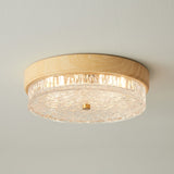 Modern Ceiling Light  Wood Trim Glass Diffuser - Detailed view