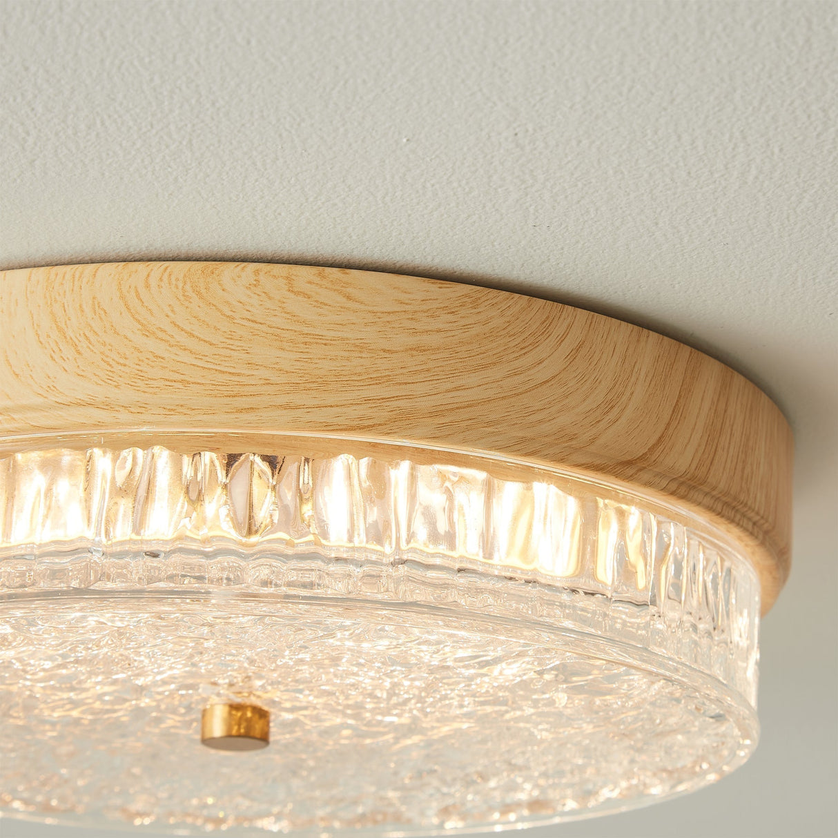 Modern Ceiling Light  Wood Trim Glass Diffuser - Product detail 4