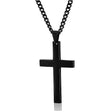Mens Cross Necklace  Black Stainless Steel Pendant with Iron Chain - Product showcase