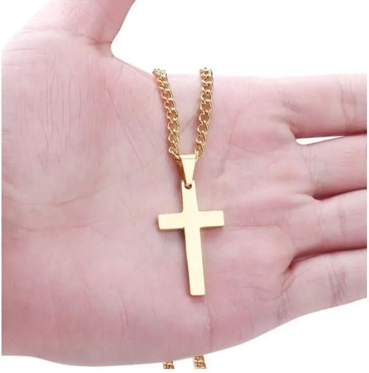 Mens Cross Necklace  Black Stainless Steel Pendant with Iron Chain - Product example