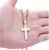 Mens Cross Necklace  Black Stainless Steel Pendant with Iron Chain - Product example