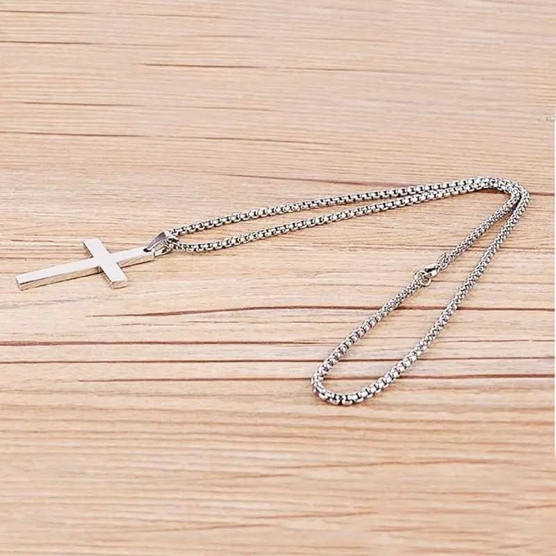 Mens Cross Necklace  Black Stainless Steel Pendant with Iron Chain - Product detail 5