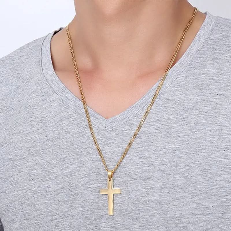Mens Cross Necklace  Black Stainless Steel Pendant with Iron Chain - Product detail 6