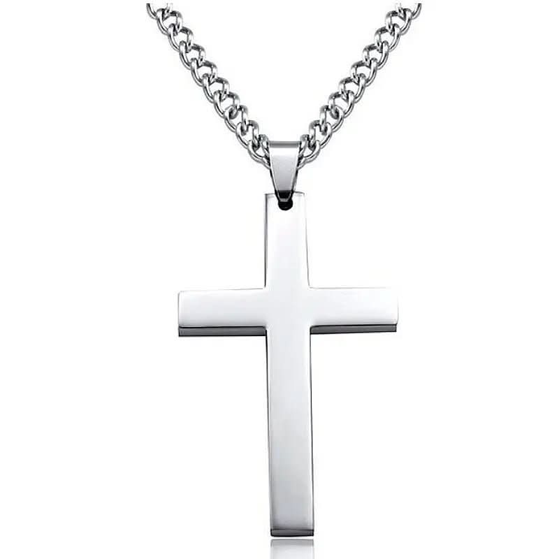 Mens Cross Necklace  Black Stainless Steel Pendant with Iron Chain - Product detail 8
