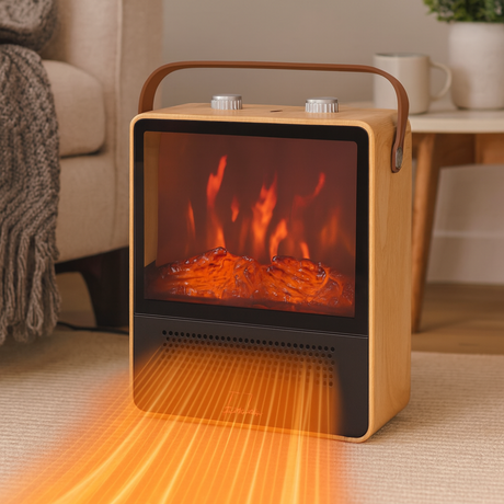 Electric Fireplace Heater  Portable 3D Flame Effect Design - Product showcase