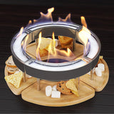 Tabletop Bio-Ethanol Fire Pit  Multi-Shape Design with Wooden Base - Product showcase