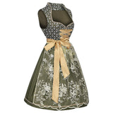 Traditional Dirndl Dress  Floral Embroidered Green With Gold Sash - Product example