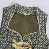 Traditional Dirndl Dress  Floral Embroidered Green With Gold Sash - Product detail 5