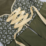 Traditional Dirndl Dress  Floral Embroidered Green With Gold Sash - Product detail 9