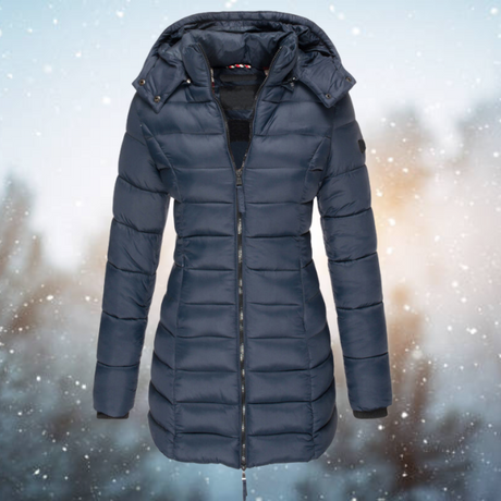 Winter Puffer Coat  Hooded Long Length Quilted Design - Product showcase