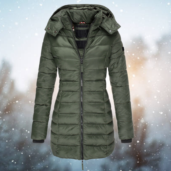 Winter Puffer Coat  Hooded Long Length Quilted Design - Product example