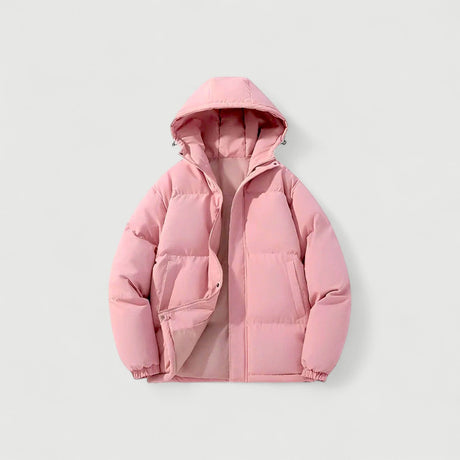 Womens Quilted Puffer Jacket  Hooded Winter Coat Design - Product showcase