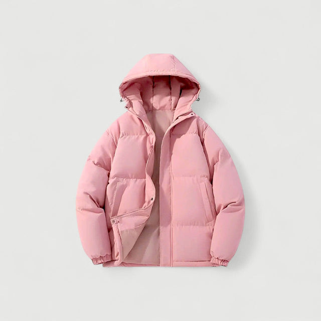 Womens Quilted Puffer Jacket  Hooded Winter Coat Design - Product showcase