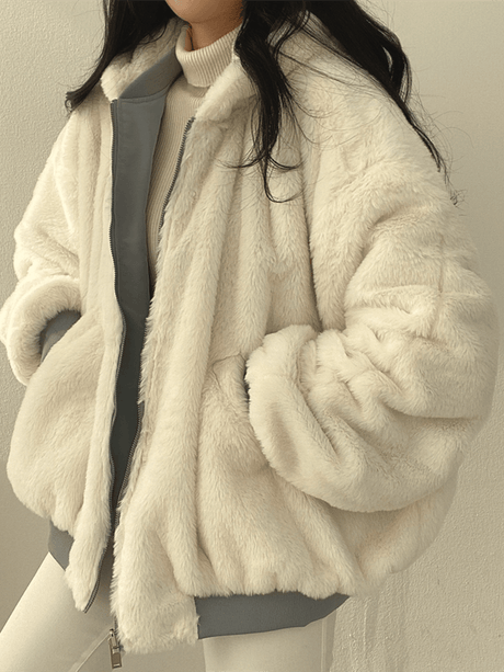 Oversized Winter Jacket  Sherpa Lined Bomber Style - Product example