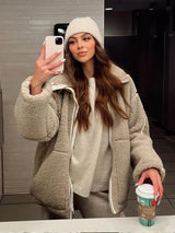 Cozy Fleece Jacket  Oversized Sherpa Winter Wear - Product showcase