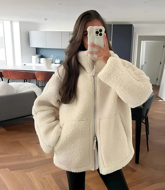 Cozy Fleece Jacket  Oversized Sherpa Winter Wear - Detailed view