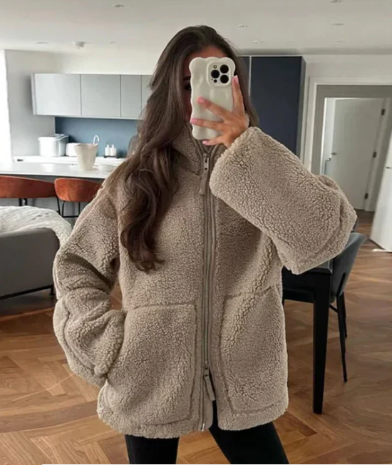 Cozy Fleece Jacket  Oversized Sherpa Winter Wear - Product detail 7