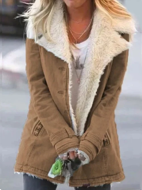 Sherpa Lined Winter Coat  Mint Green Cotton Canvas - Product example