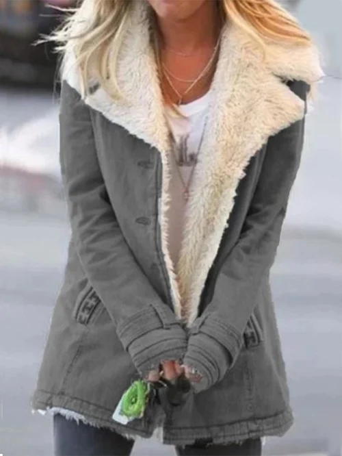 Sherpa Lined Winter Coat  Mint Green Cotton Canvas - Product detail 5