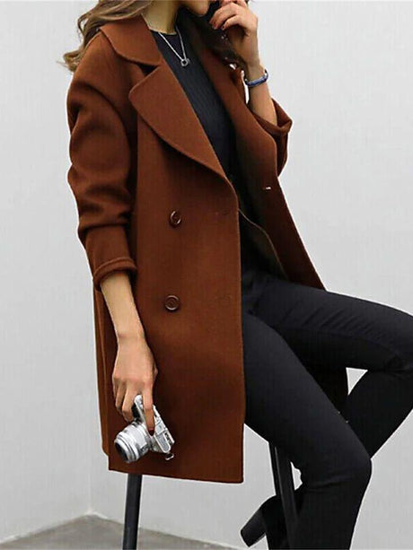 Classic Wool Trench Coat  Double-Breasted Military Green Design - Product example
