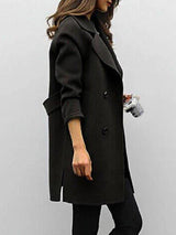 Classic Wool Trench Coat  Double-Breasted Military Green Design - Product detail 4