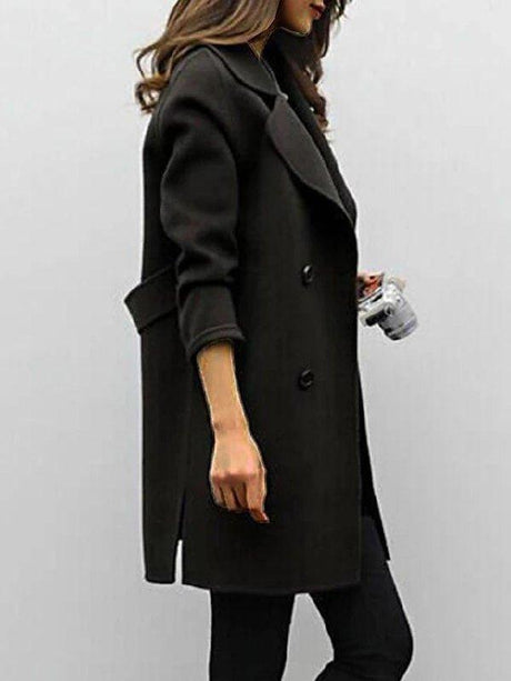 Classic Wool Trench Coat  Double-Breasted Military Green Design - Product detail 4