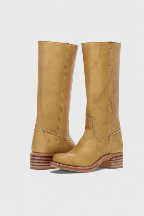 Classic Knee High Boots  Brown Leather With Stacked Heel - Product detail 6