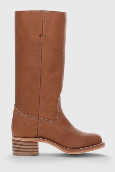 Classic Knee High Boots  Brown Leather With Stacked Heel - Product detail 9