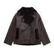 Leather Winter Jacket  Wide Collar Plush Lined Design - Product detail 5