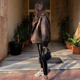 Leather Winter Jacket  Wide Collar Plush Lined Design - Product detail 4