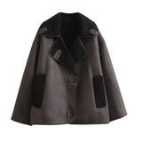 Leather Winter Jacket  Wide Collar Plush Lined Design - Product detail 6