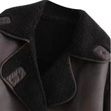 Leather Winter Jacket  Wide Collar Plush Lined Design - Product detail 8