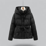 Winter Puffer Jacket  Belted Hooded Design - Product showcase