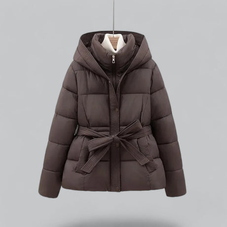 Winter Puffer Jacket  Belted Hooded Design - Detailed view