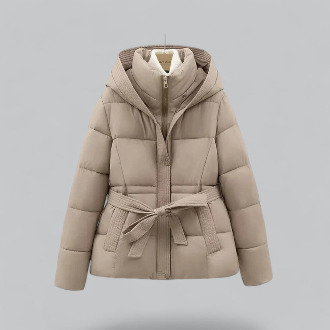 Winter Puffer Jacket  Belted Hooded Design - Product example