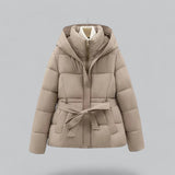Winter Puffer Jacket  Belted Hooded Design - Product example