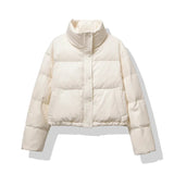 Winter Puffer Jacket  Brown Leather-Look Quilted Design - Product detail 4