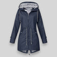 Waterproof Rain Coat  Navy Hooded Drawstring Design - Product showcase