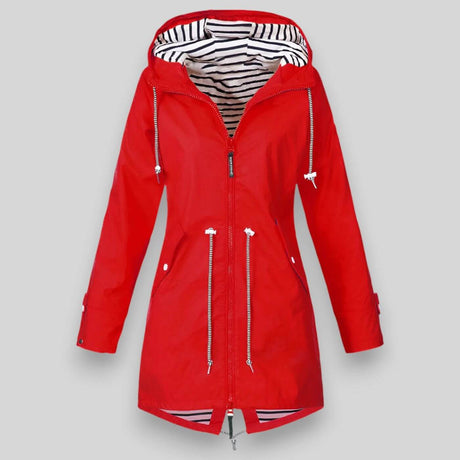 Waterproof Rain Coat  Navy Hooded Drawstring Design - Product example