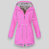 Waterproof Rain Coat  Navy Hooded Drawstring Design - Product detail 4