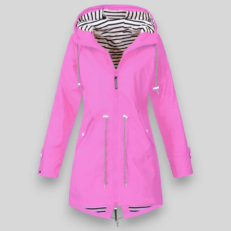 Waterproof Rain Coat  Navy Hooded Drawstring Design - Product detail 4