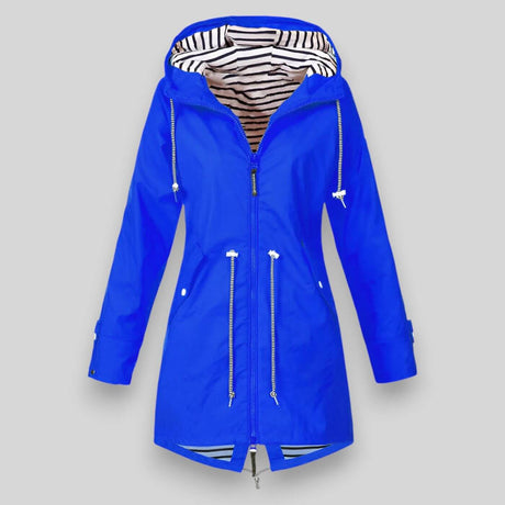 Waterproof Rain Coat  Navy Hooded Drawstring Design - Product detail 5