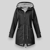 Waterproof Rain Coat  Navy Hooded Drawstring Design - Product detail 6