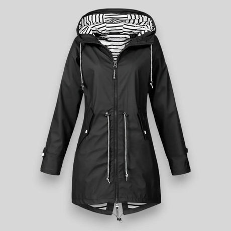Waterproof Rain Coat  Navy Hooded Drawstring Design - Product detail 6