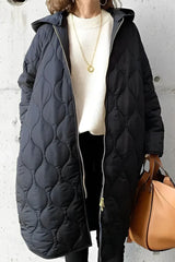 Quilted Winter Coat  Longline Hooded Puffer Design - Product detail 4