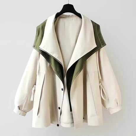 Waterproof Trench Coat  Two-Tone Layered Design - Product showcase