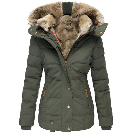 Winter Puffer Jacket  Quilted Hooded Design With Faux Fur Trim - Product example