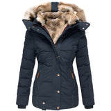 Winter Puffer Jacket  Quilted Hooded Design With Faux Fur Trim - Product detail 4